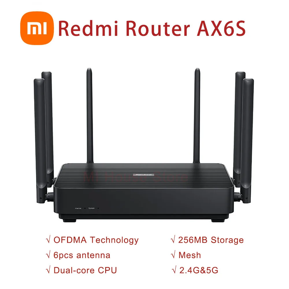 Фото Wi-Fi-маршрутизатор Xiaomi Redmi AX6 S с высокоскоростными двухдиапазонными антеннами 256 м 2,4G 5,0G для домашнего использов... №1