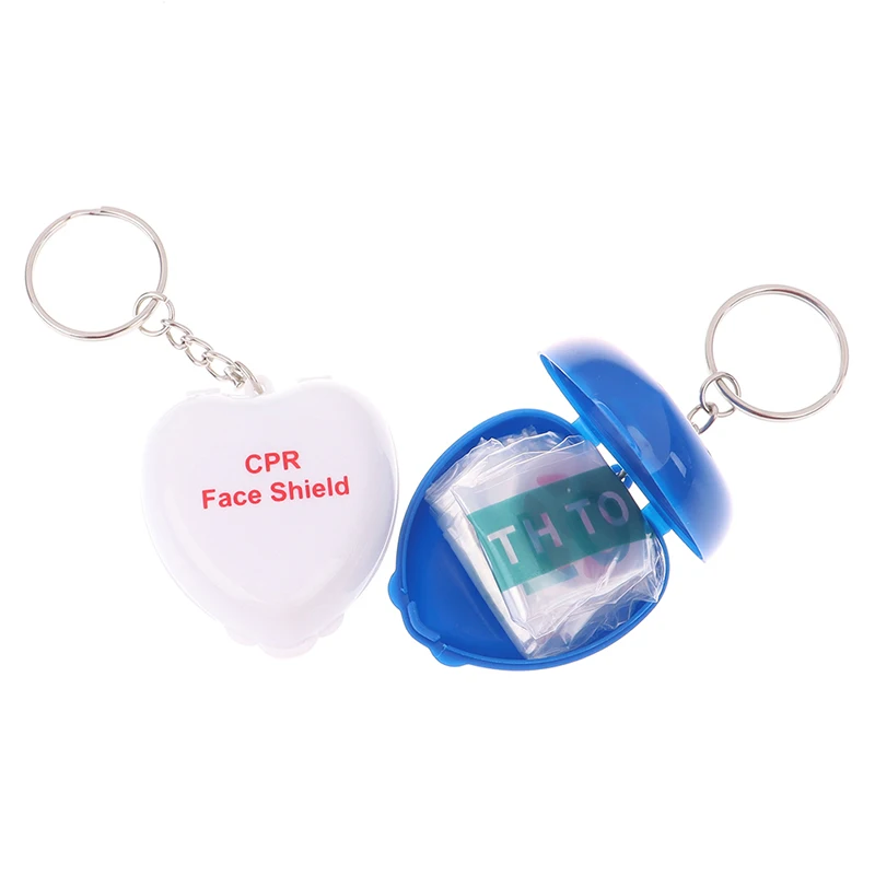 1PC Protect CPR Mask Mouth KeyChain Rescue In Heart Box Face Mask First Aid
