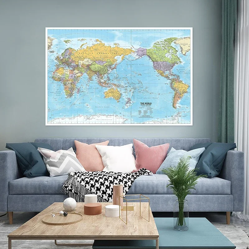 World map poster 150x100cm 2012 World Map in English Canvas Printings Home School Office Decor