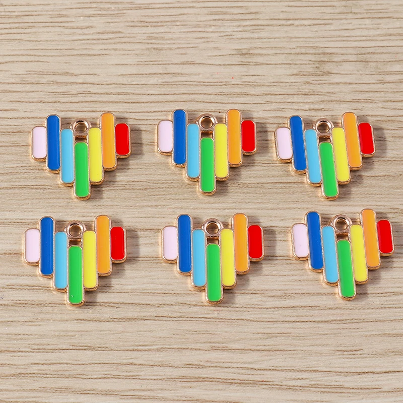 10 Stück niedliche bunte Regenbogen-Liebesherz-Anhänger für die Herstellung von Halsketten, Ohrringen, Armbändern, DIY-Handwerk, Schmuckzubehör – Detail 32