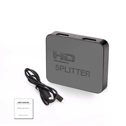 4K HDMI Splitter and Dual Display Video Distributor Amplifier (Black)