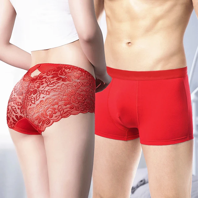 Couple Panties Set Sexy Lace Ice Silk Fabrics Underwear Men's