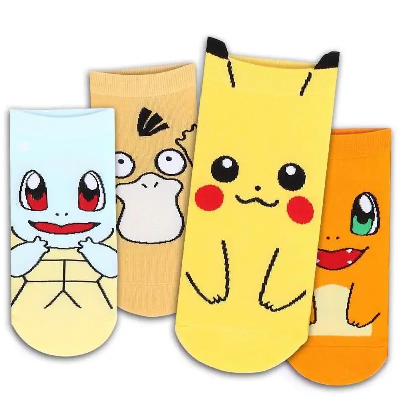 

New Kawaii Cute Pokemon Pikachu Squirtle Psyduck Charmander Pure Cotton Short Socks Cartoon Anime Christmas Gift For Girlfriend