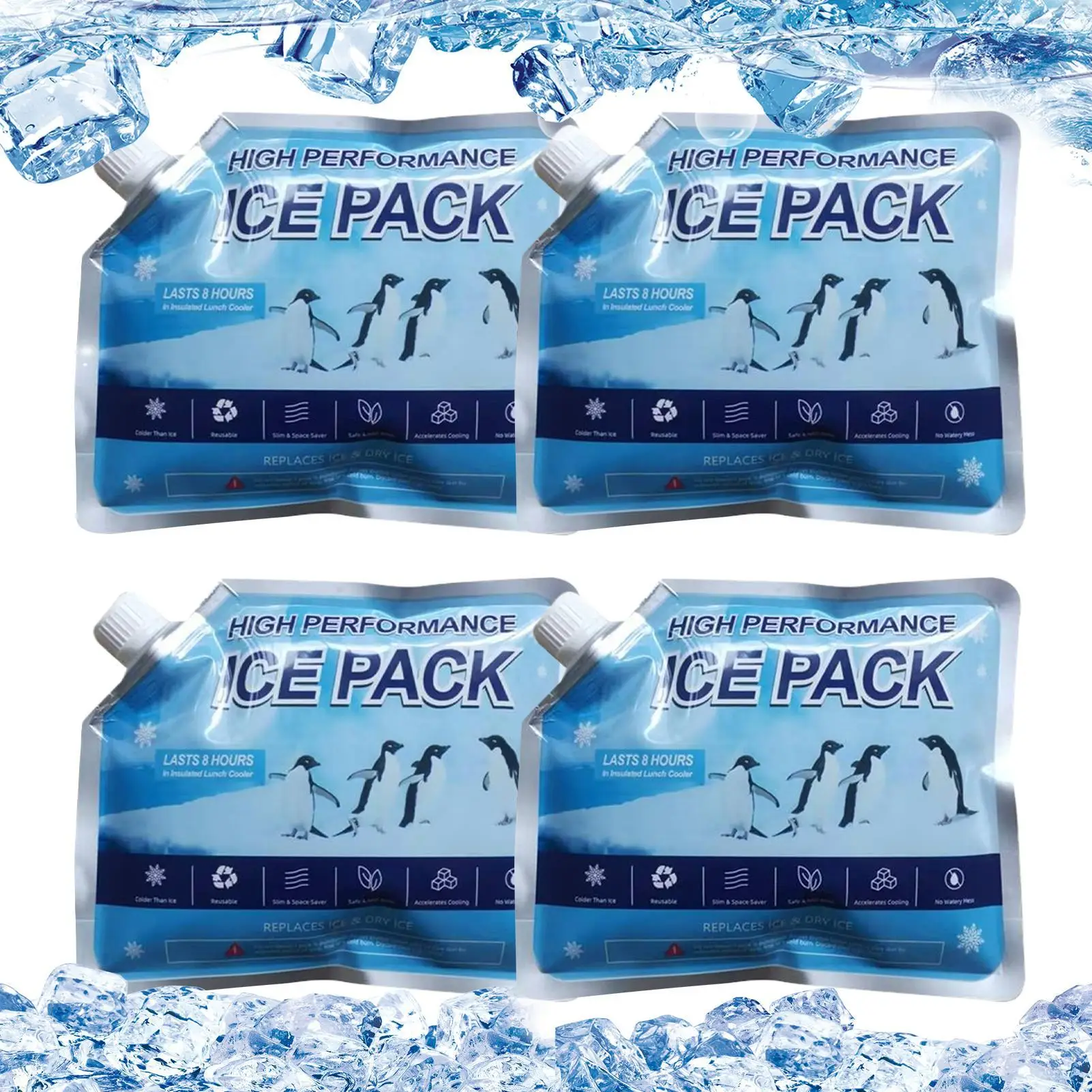 4개입 350ml/800ml 아이스팩 재사용 가능 아이싱 쿨러백 통증 완화 냉찜질 음료 냉장 피크닉 음식 보관용 드라이 아이스팩