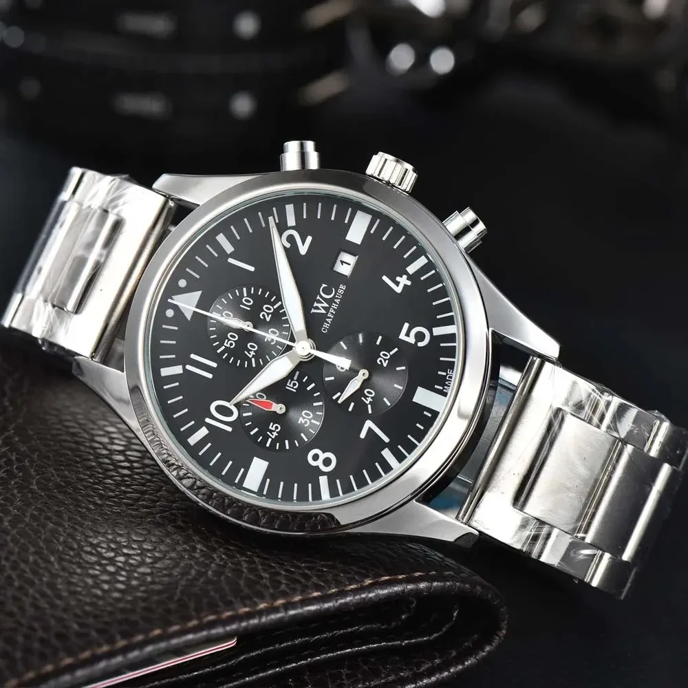 Popular Custome Brand Quartz Watches for Men Leather Strap Chronograph Daily Waterproof Automatic Date Business AAA Male Clocks