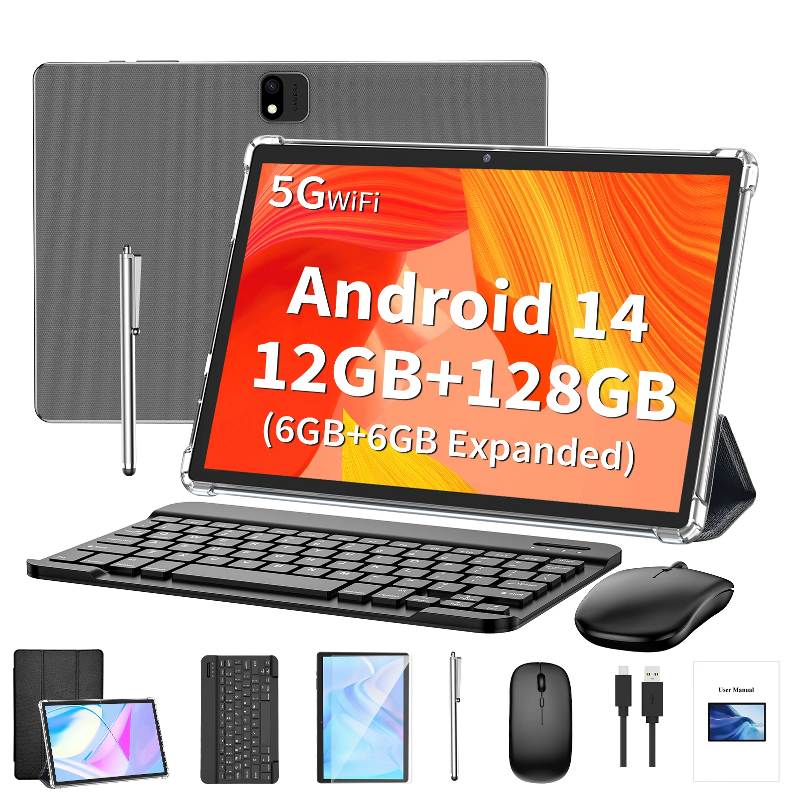 Relndoo Android 14 タブレット 10インチ Relndoo 2025年 TopS Android 14 10インチタブレット、(4GB+4GB