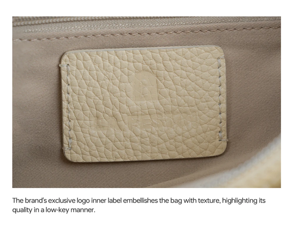 Half moon leather tote, contrast texture