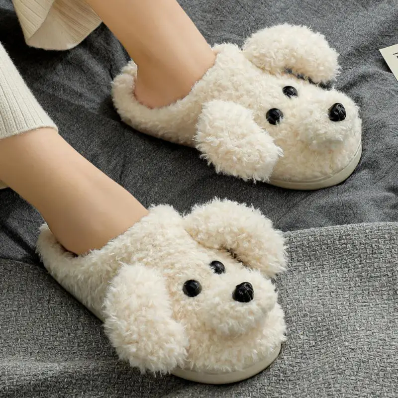 Cotton Slippers Women's Home Use Winter Indoor Non-slip Spring Autumn Warm Fleece Couple Winter Male Pvc Upper Material