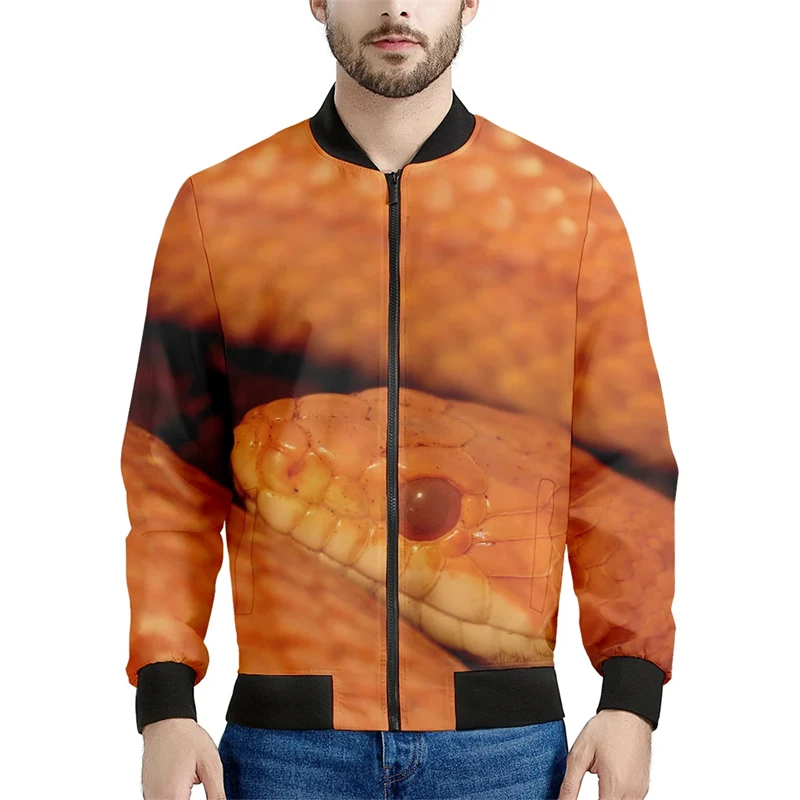 thumbnail image 1 of Chaqueta deportiva con estampado 3D de serpiente de terror para primavera y otoño de 2024, chaqueta de estilo aviador con cuello alto para uso diario, ropa de calle, tops con cremallera, 1 of 5