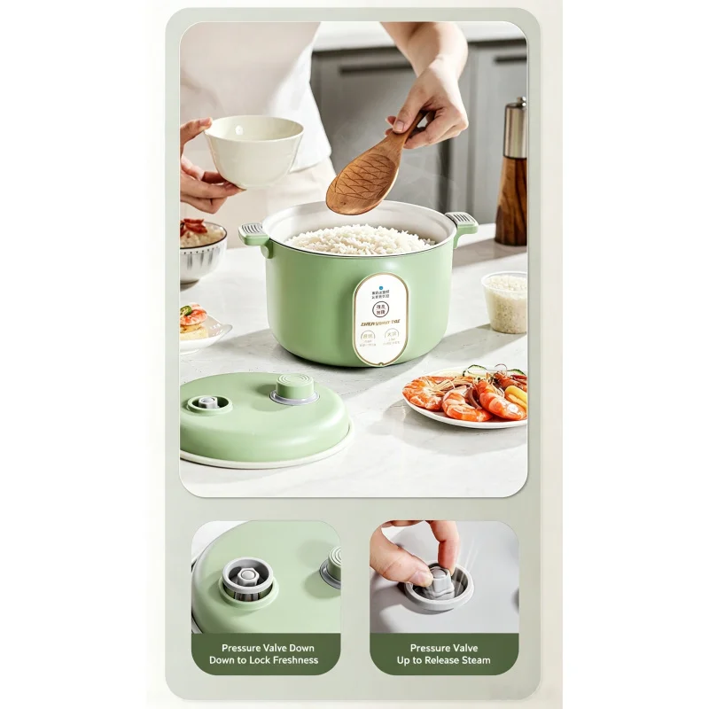 1pc Mini Electric Rice Cooker 220V Only Hot Pot 1.5L Non-Stick Portable Food Steamer for Kitchen Dormitory Cooking Pot 2