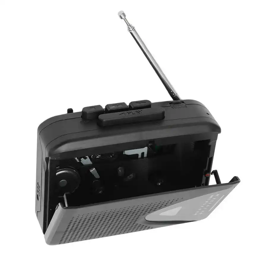 Portable AM FM Radio Tape Player Turntable Cassette Player Built-in Speaker with 3.5mm Headphone Jack for Outdoor Indoor