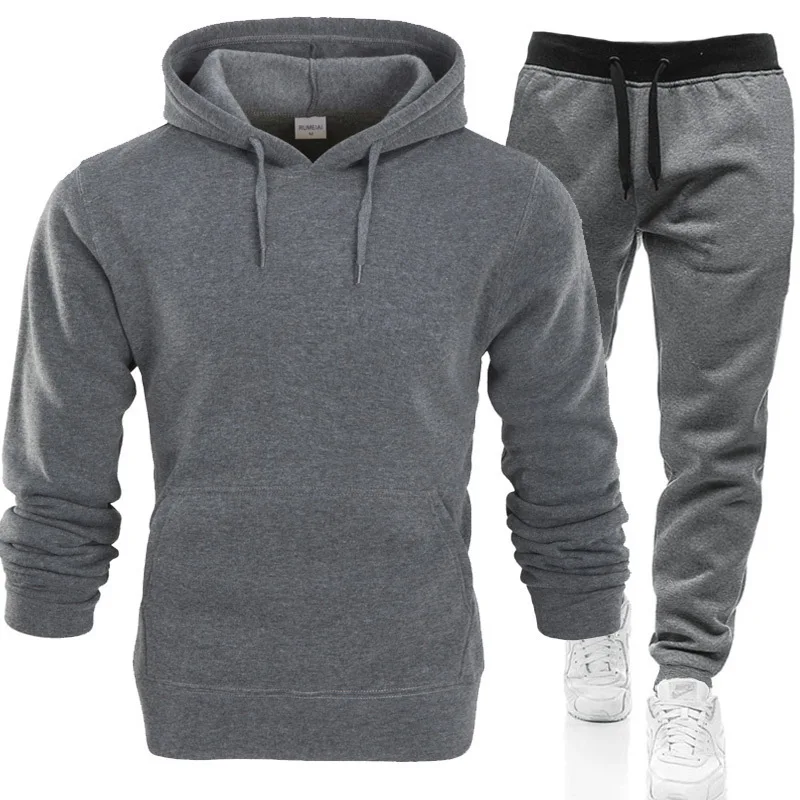 Winter Hoodie Sets Men Fashion Fleece Red Hoodies Black Pants Casual Jogger Suit Tracksuit Sweatshirt Woman Pullover sports suit sports set tracksuit set