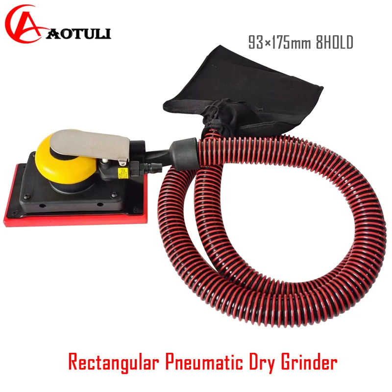 

Pneumatic Dry Grinder Rectangular 93×175mm Central Dust Collection 8Holes Car Paint Putty Sander Sandpaper Machine