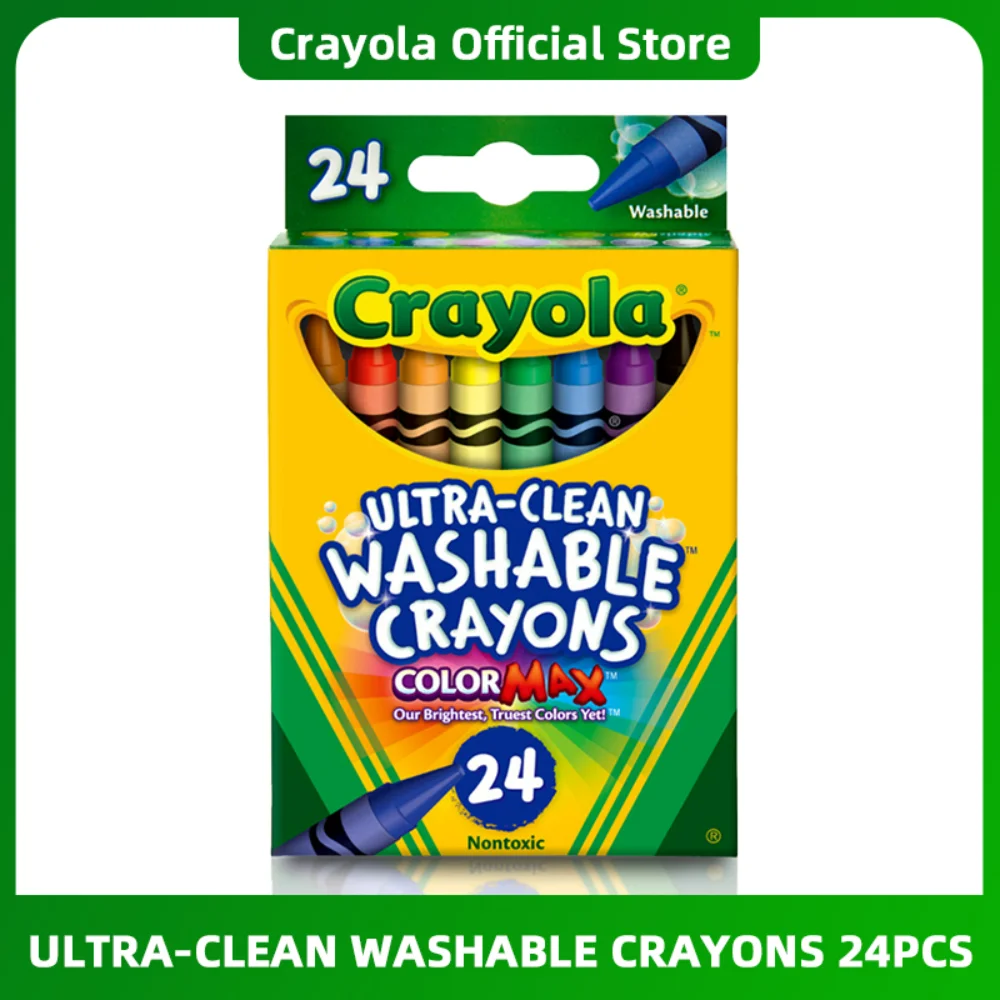 

Crayola Ultra-clean Washable Crayons Color Max 24 Colors Nontoxic Painting Drawing Pen for Kids Birthday Christmas New Year Gift