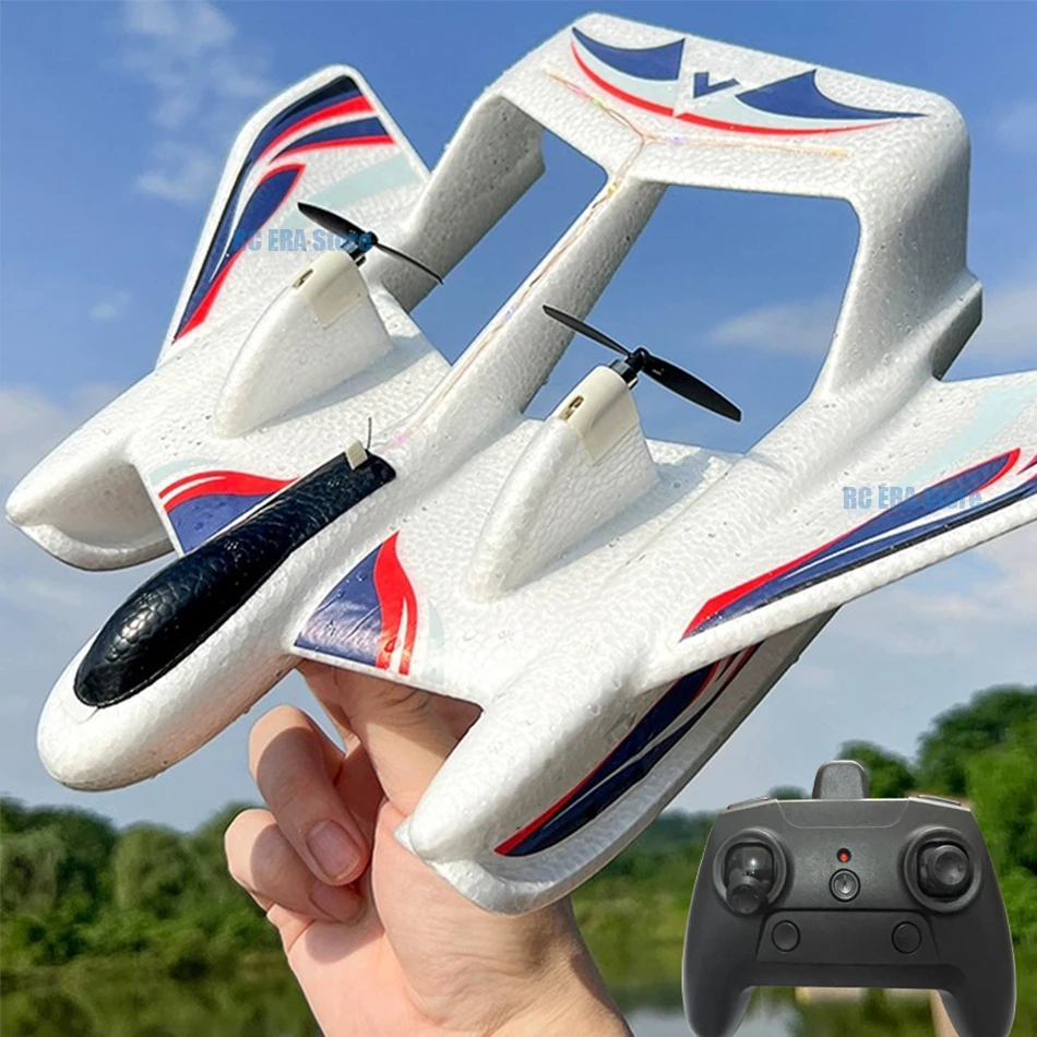 Amphibious Waterproof Gyro Stabilized EPP Foam Fixed-Wing Glider Aircraft RC Plane with LED Lights 2.4G Radio Control