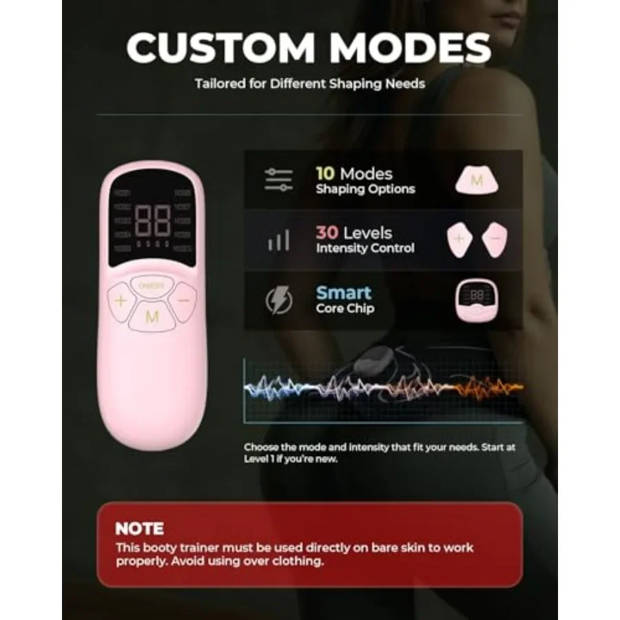 EM25-glute Toning Device, Hip Trainer with 10 Modes & 30 Intensity Levels, Smart Glute Muscle Toner for Muscle Activation and Fi