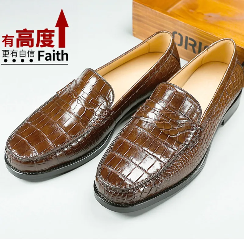 Authentic Crocodile Trendy Genuine Outsole Business Formal Shoes Men Casual Loafers Men's Leather Suede Shoes Oxford