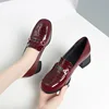 Vintage British Style Deep Mouth Patent Leather Shoes Women Pumps 2024 Spring Block High Heels Shoes Loafers Women Office Model 3
