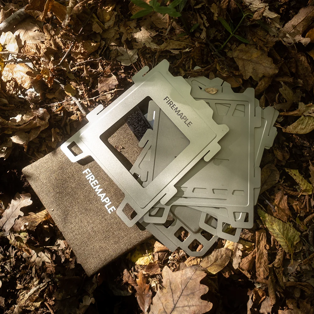 ファイヤーマプル柄チタン薪ストーブ、軽量ポータブル、キャンプ、屋外