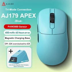 Wireless Ergonomic RGB Gaming Mouse with Charging Dock and Macro Features (AJ179APEX - Blue)