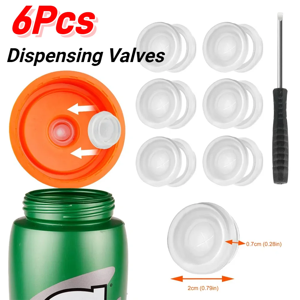 6 Pack Dispensing Valves Silicone Valve Plastic Insert Screwdriver Accessories No Leak for Gatorade Gx Water Bottle