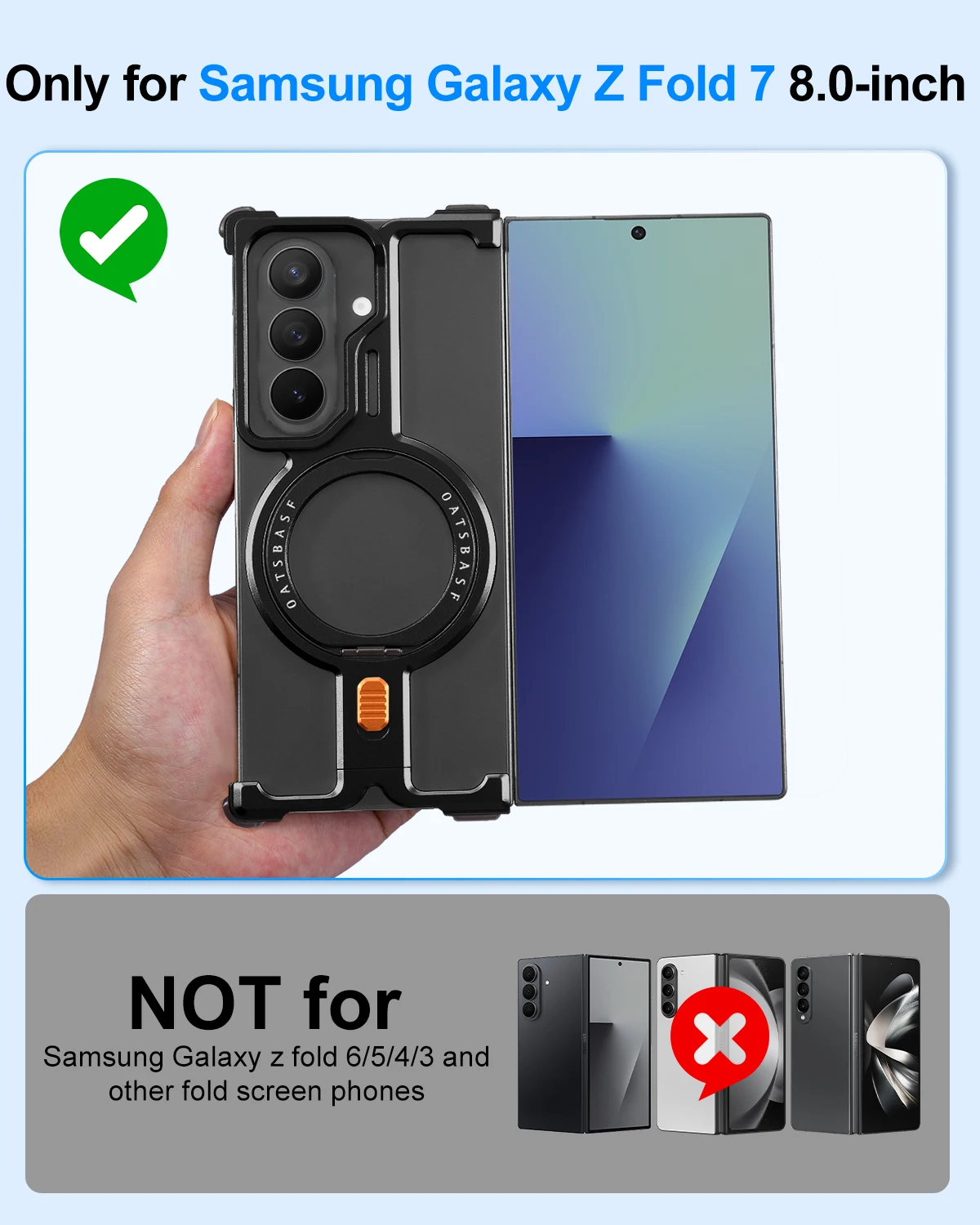 Eary Minimalist for Samsung Galaxy Z Fold 7 Phone Case With 360°Magnetic Stand Military-Grade Shockproof Drop Protection Cover