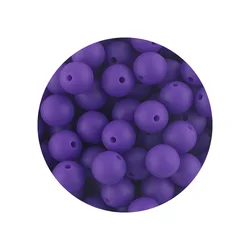 Vibrant Silicone Beads for DIY Jewelry Crafting - 50 Pieces, 12/15mm (Deep purple)