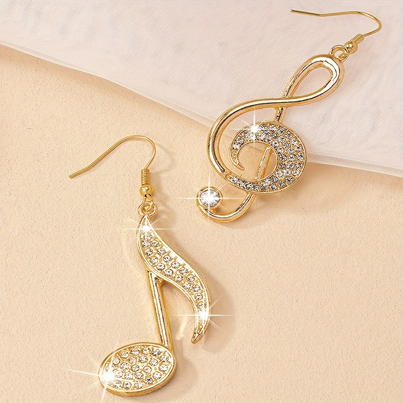 Rhinestone Music Symbol Earrings Women's Party Jewelry