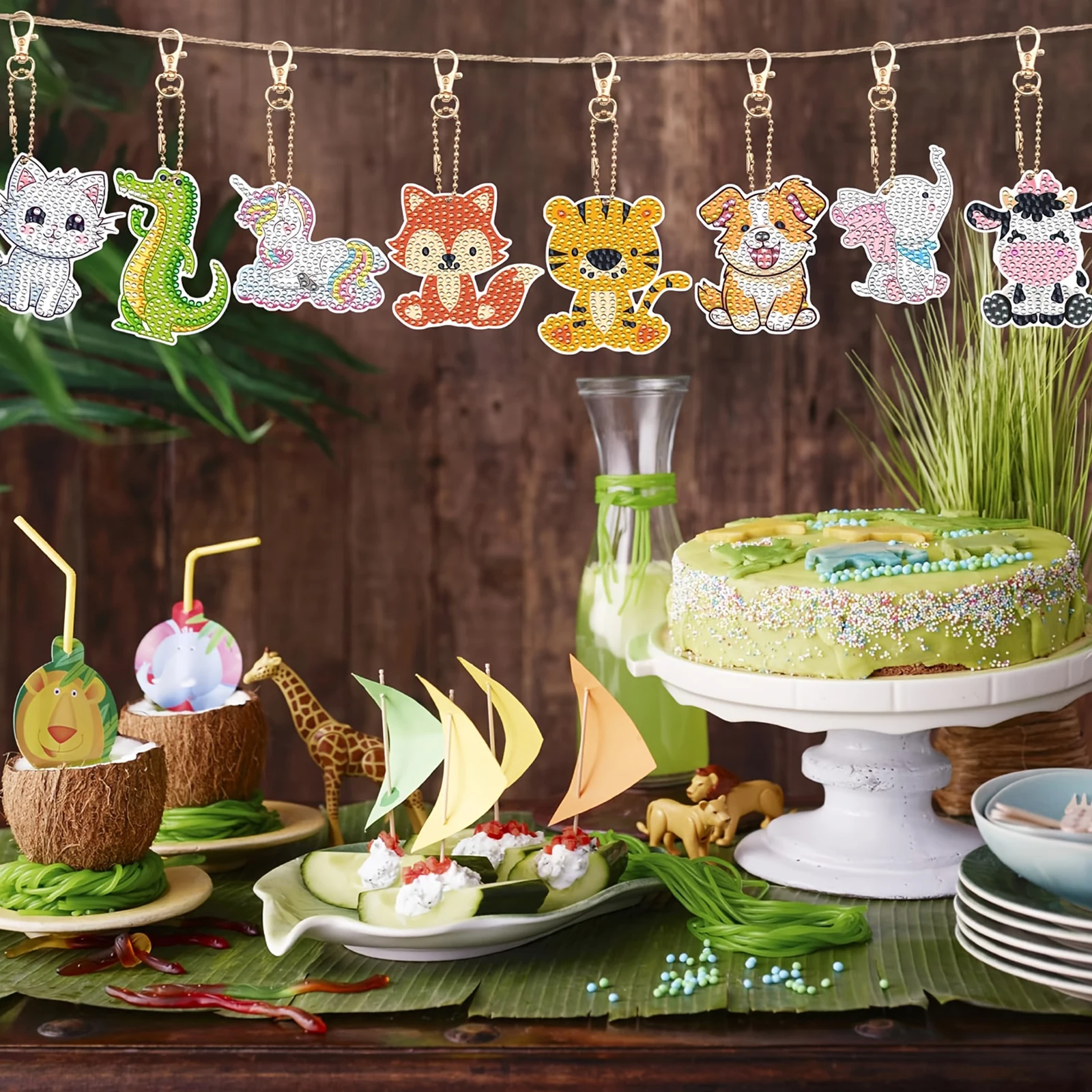 2D Flat DIY Diamond Art Keychains Double Sided Drill Small Crystal Painting Keyrings Shiny Rhinestone Keyring Gift for Friends