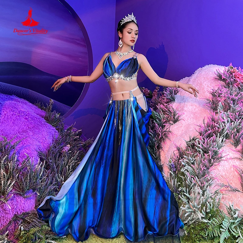 Belly Dance Performance Costume Set for Women Senior AB Stones Bra+chiffon Long Skirt 2pcs Custom Adult Child Oriental Outfit main image 1