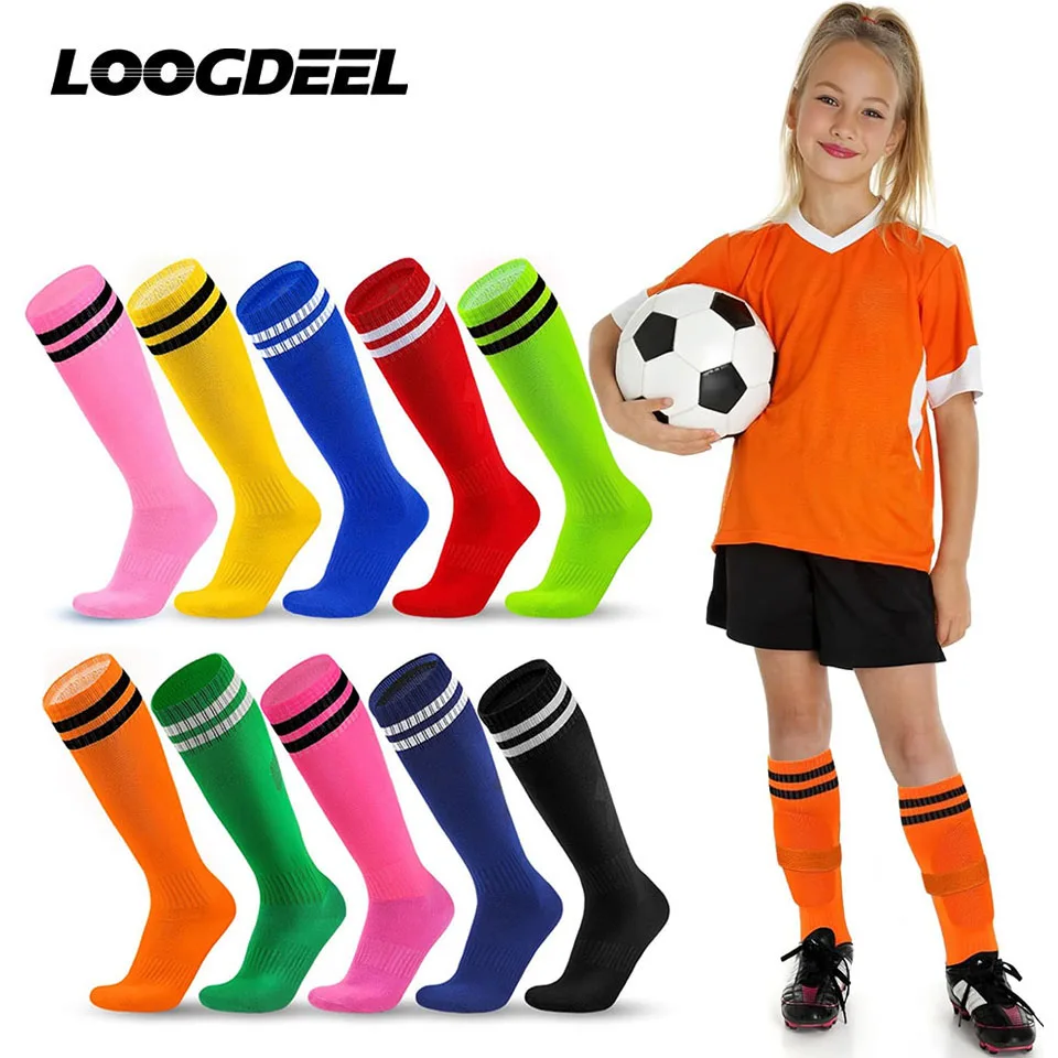 Loogdeel Kids Youth Adult Soccer Socks Stripe Knee High Softball Baseball Sports Socks Breathable Football Socks for Men Women 1