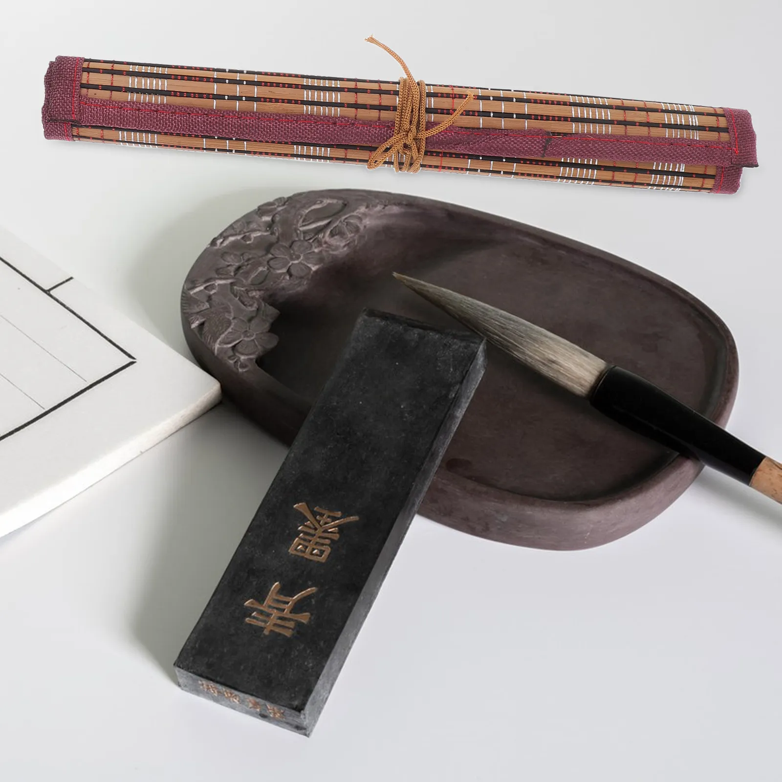 대나무 페인트 붓 롤업 케이스 서예 용품 수채화 홀더 펜 아트 가방 드로잉용 아티스트 가방