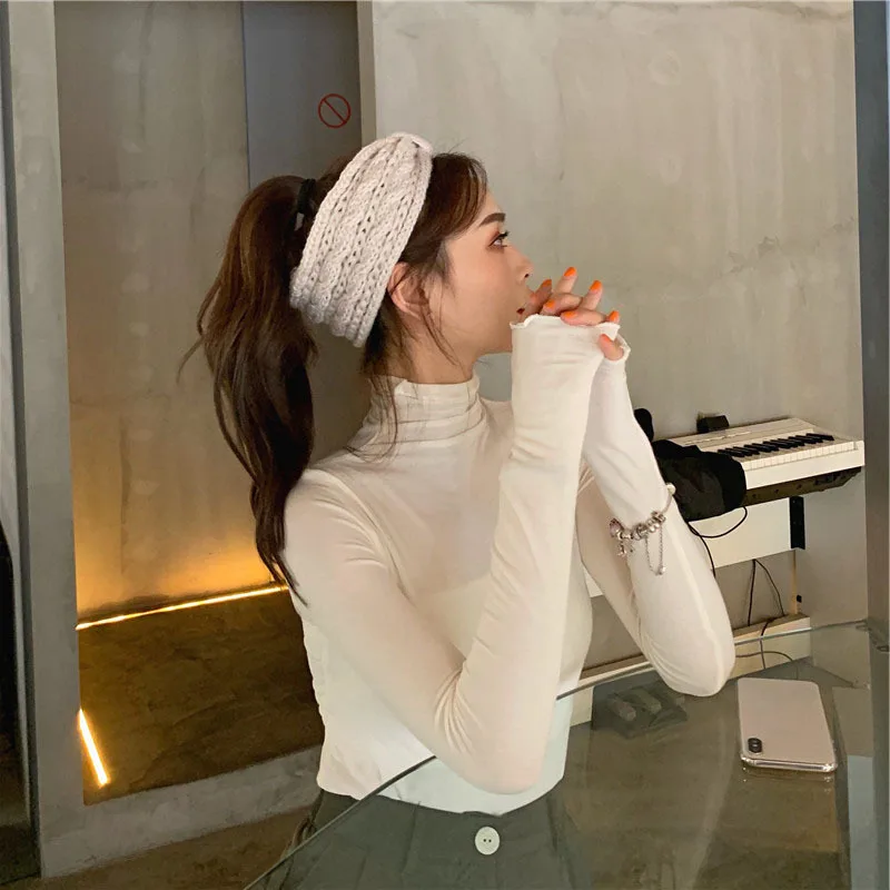 Spring Autumn Turtleneck T-shirt Women All-Match Top Shirt Soft Comfortable Inner Top Casual Long Sleeve T-shirt Office Wear 4
