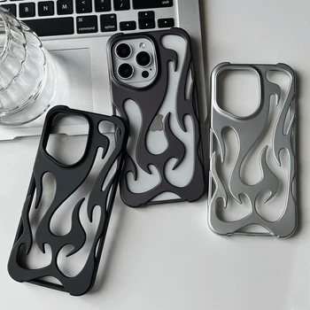 Fashion Matte 3D Hollowed Flame Phone Case For iphone 17 Air 16 Pro Max 15 Plus 14 13 12 11 Electroplated Soft Back Cover capa 1