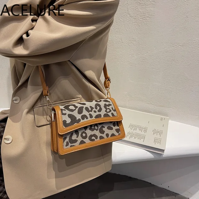 BS ACELURE Women Small Shoulder Bag Leopard PU Leather Fashion Crossbody Abgs Ladies New Designer Underarm Bags All-match Retro 3