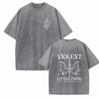 Violent Little Thing Vintage Unisex Harajuku O-Neck Dragon Rider Short Sleeve Cotton T-Shirts Fourth Wing Fan Gift Shirts 2