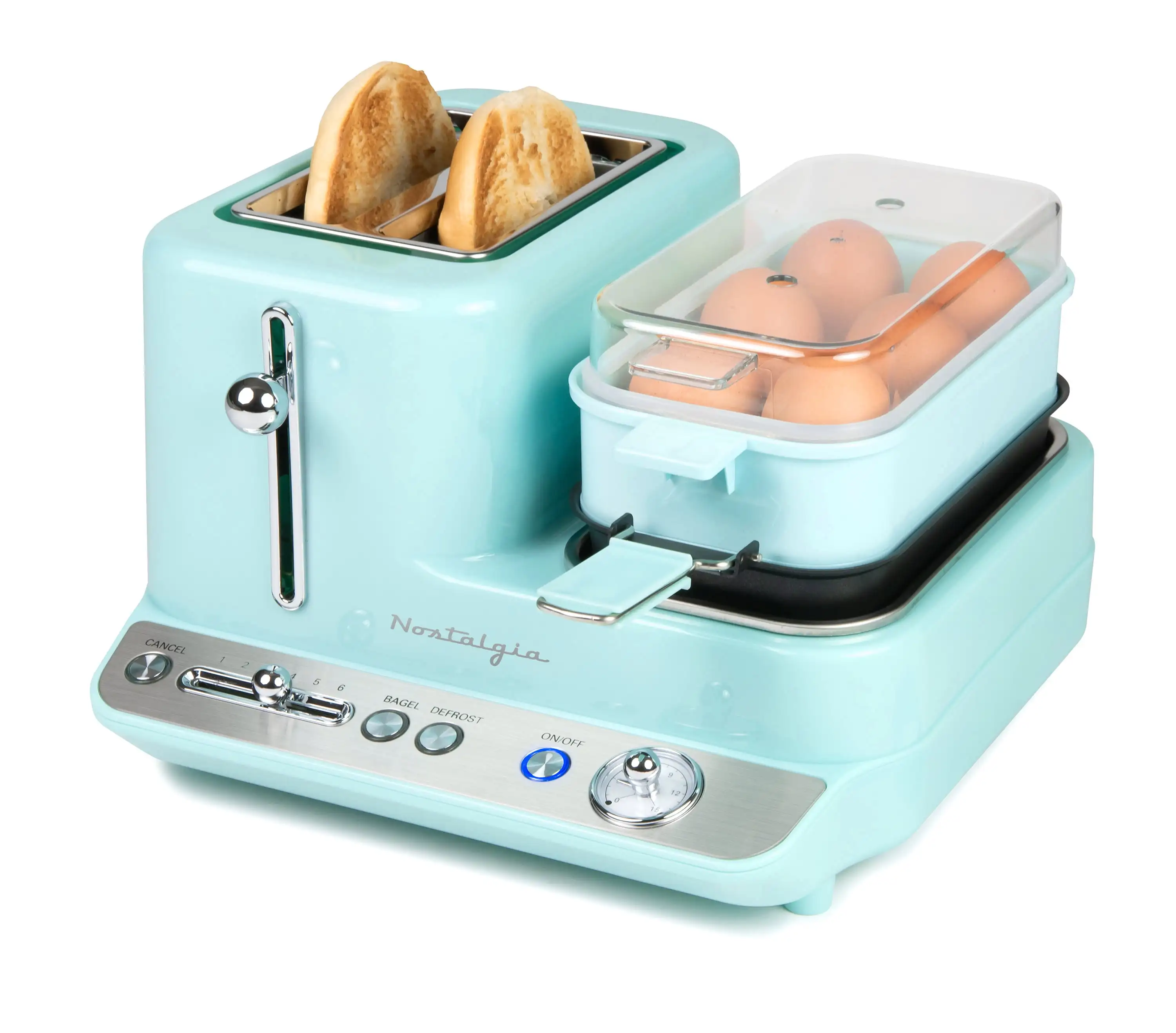 

Nostalgia CLBS3AQ Retro 3-in-1 Breakfast Station Toaster Oven Free Shipping Bread Maker Machine Breakfast