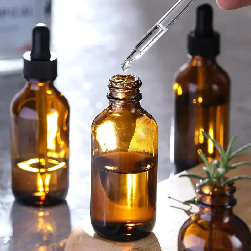 12pcs 2 Oz 60ml Eye Dropper Bottle Empty Refillable Amber Glass With Pipette