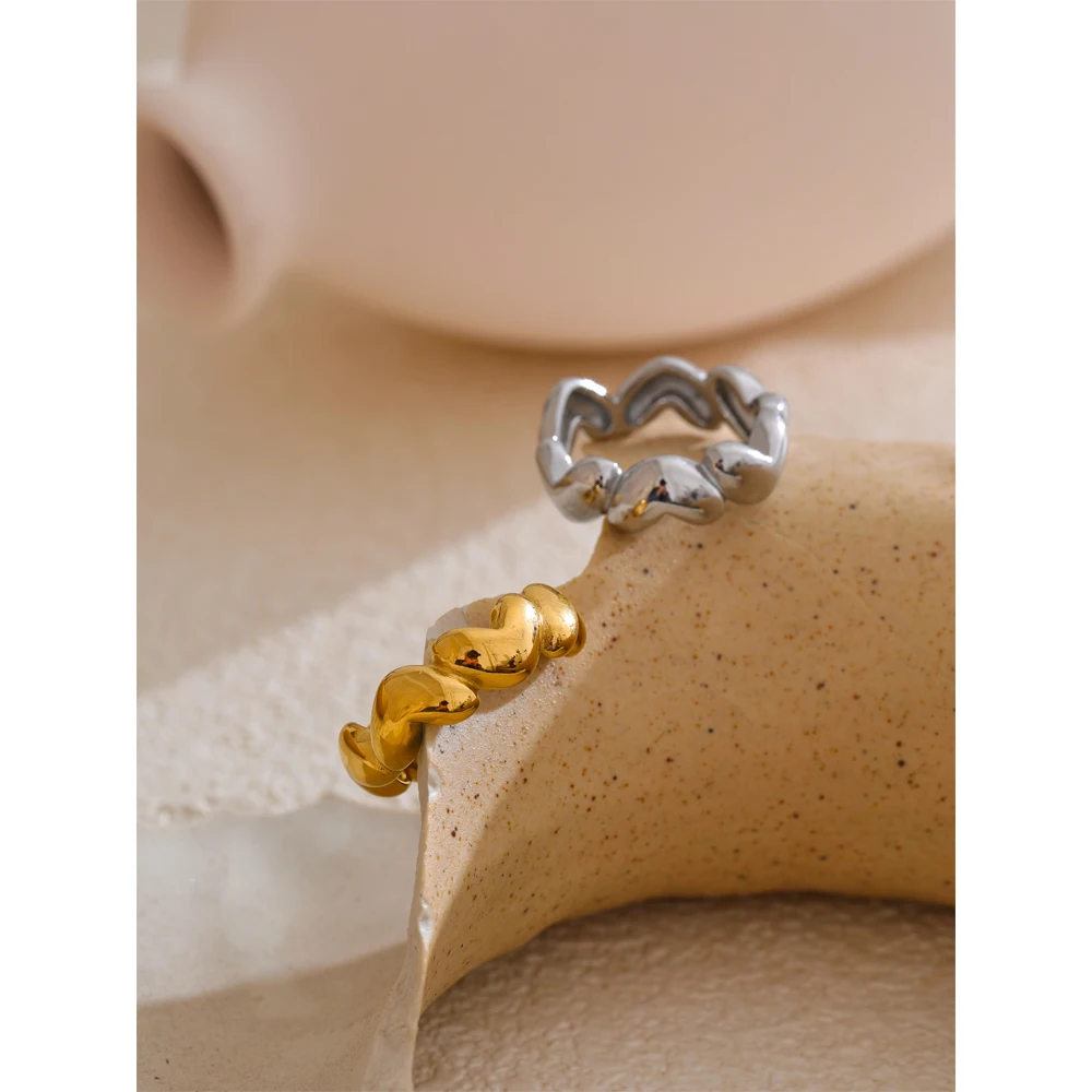 Yhpup Jewelry Ring Gold Silver Color Stainless Steel Popular Fashion for Women