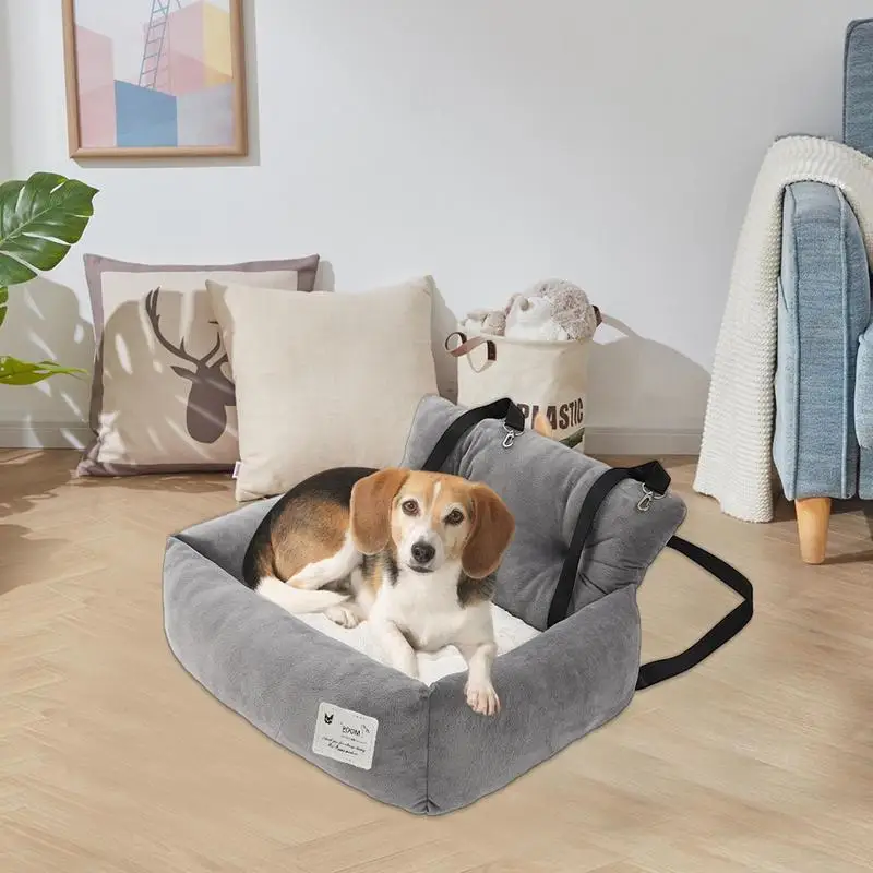 Siège de Voiture Confortable Ultra Doux pour Animaux de Compagnie, Rehausseur avec Poignée, Juste de Sécurité pour Chien, Sac de Voyage Lavable