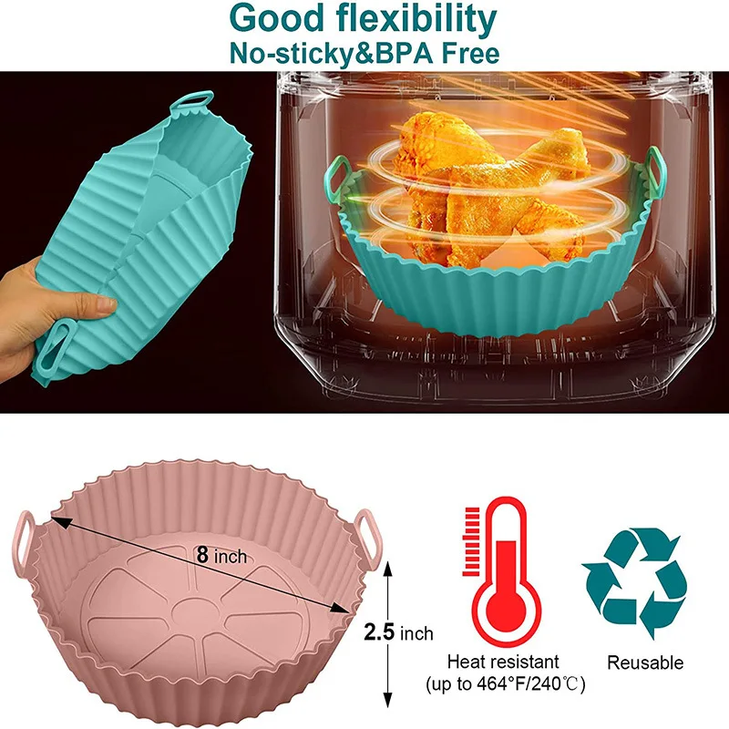 Air Fryer Silicone Baking Tray Food Safe Reusable Silicone Mold Microwave Pads Baking Mat Oven Liner air fryer baking tray