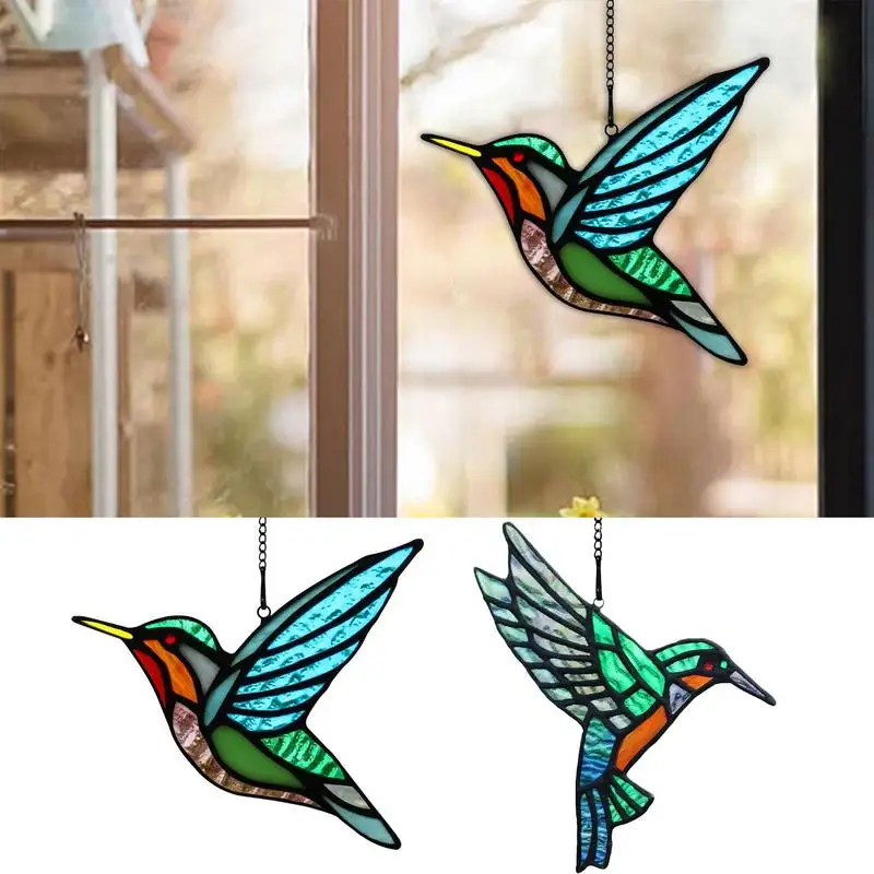 Hummingbird Suncatcher Stained Hummingbird Window Decor Stained Birds Window Decorations Bird Suncatcher