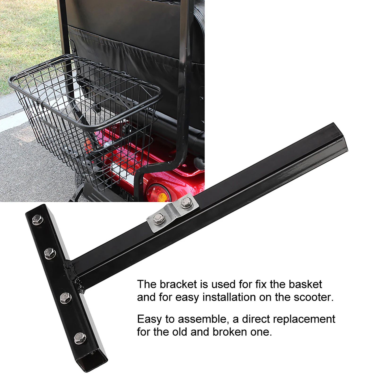 Iron Bracket for Mobility Scooter Rear Basket Mounted Bracket Modification Accessory Replacement NO Basket for Elderly/ Disabled 3