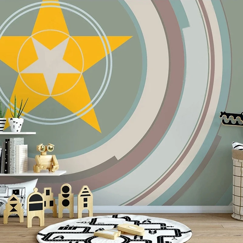 

Children Room Cartoon Background Wall Murals Geometric Stars Custom Decorative Wallpaper Environment Friendly Papel De Parede 3D