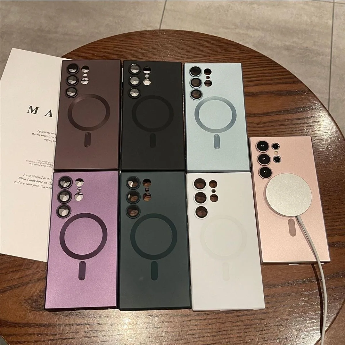 Premium Black Magnetic Wireless Charging Case with Soft Back Cover