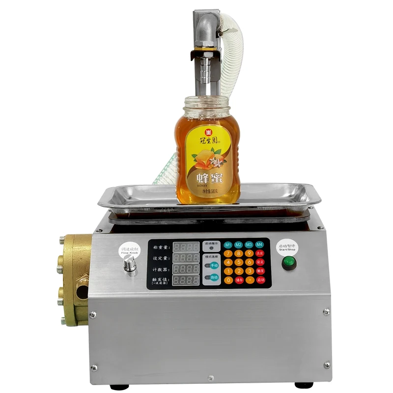 

CSY-L15 Flow Weighing Type Fully Automatic Dispensing Filling Machine Honey Sesame Sauce Edible Oil Glue Viscous Liquid 220V