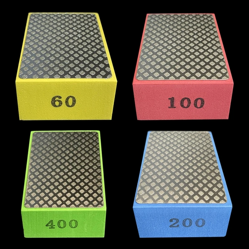 Diamond Hand Sanding Block for Metal Glass Tiles Wood Ceramic Grinding Polishing Pad 90*60*30mm 60/100/200/400# Durable Abrasive