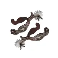 2x Horse Spurs Anti Rust Western Style Spur for Competition Equipments Men Silver 1