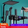 Luxury Black Gold Digital Shower Set Thermostatic Shower System Rainfall Spa Shower Head Brass Bathtub Faucet Digital Shower Set 2