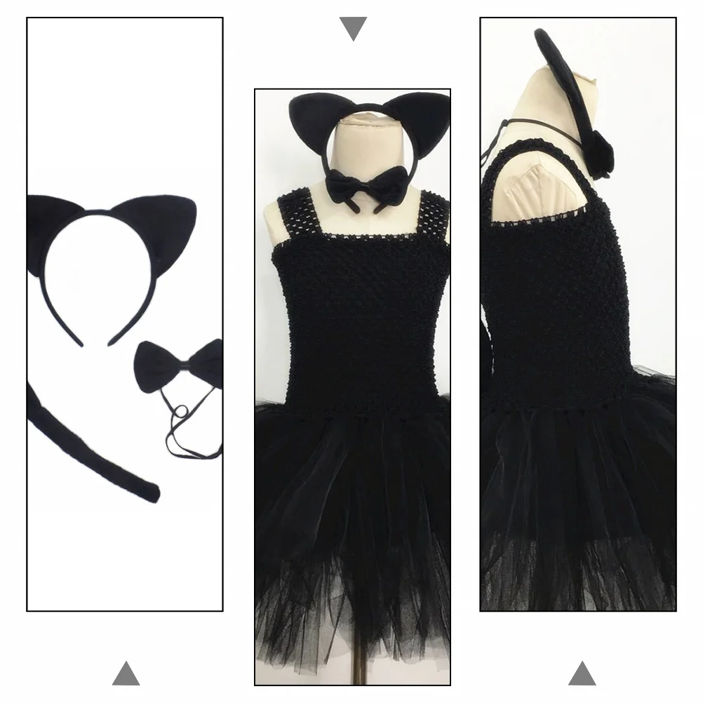 Cat Skirt Suit Halloween Tutu Kids Cosplay Dress Festival Costumes Performing Children's Kit Black Girl girls dress,princess costume